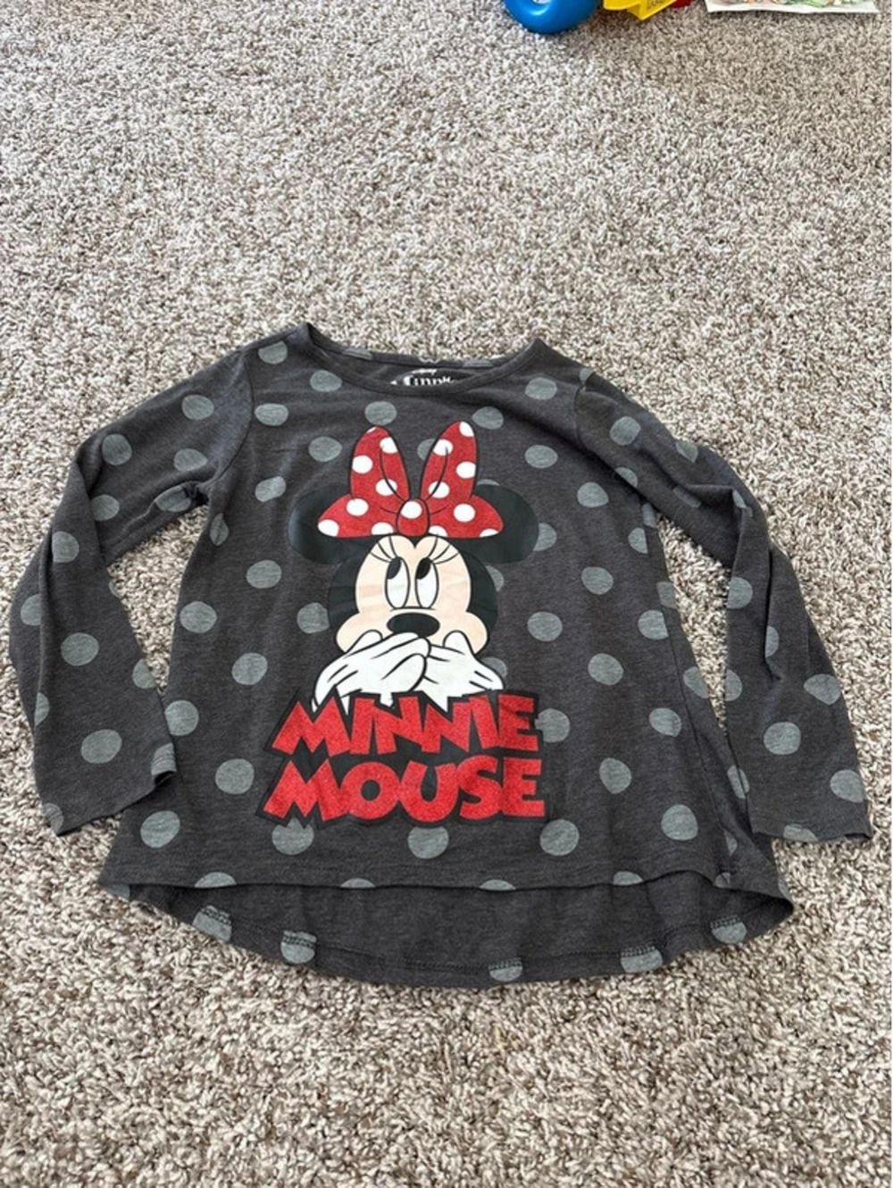 Disney Minnie Mouse long sleeve shirt grey size medium (7/8) Girls